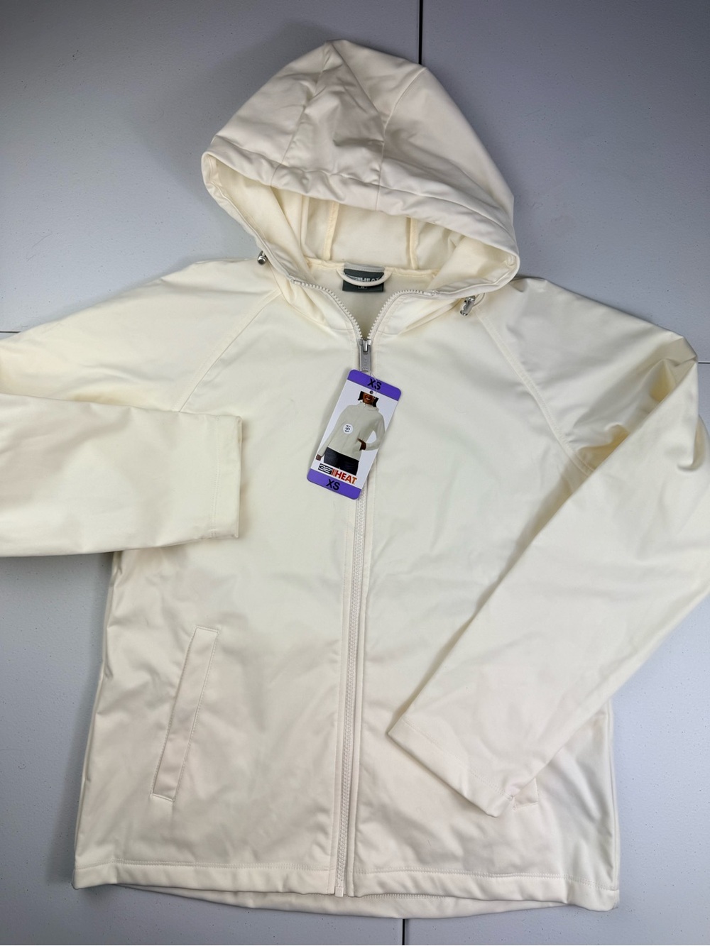 32 degrees Women's Cream Hooded Utility Jacket
